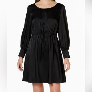 Black Dress Satin Long Sleeve
